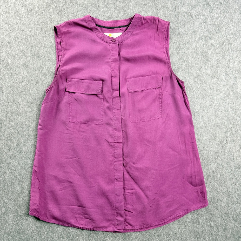 Boden Size 8 Blouse Purple/ Pink Silk Blend Top sleeveless Mandarin Collar